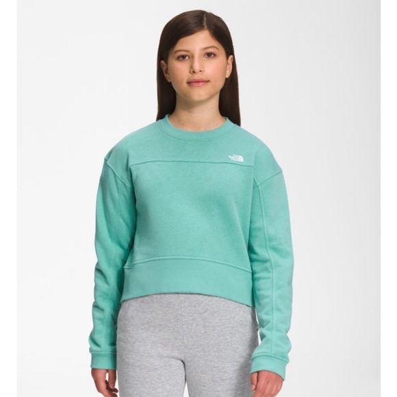 THE NORTH FACE Camp Fleece Crew Neck Green Sweatshirt Girls Size 12 - Picture 1 of 10